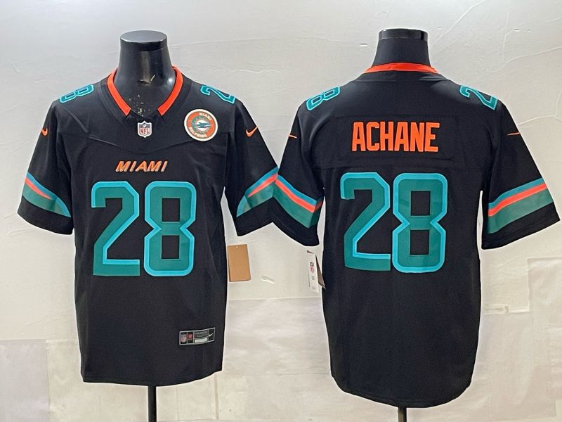 Men 2025 Miami Dolphins #28 Achane black Limited Nike NFL Jersey style 013